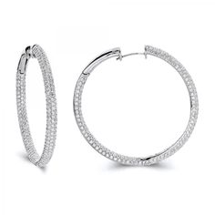 18k White Gold 7.55ct diamond hoop earrings.