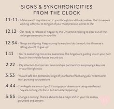 a sign with the words signs and synconicities from the clock written below it