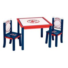 children's table and chair set with baseball theme