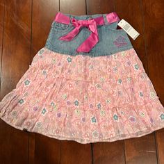 Nwt Disney Princess Denim Pink Tiered Skirt Satin Belt Lined Size 4t Disney Tutu, Tutu Couture, Minnie Mouse Skirt, Gold Pleated Skirt, Disney Skirt, Pink Tutu Skirt, Green Tutu, Butterfly Skirt, Couture Skirts