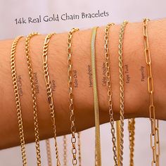 💖 QUALITY, SHINE & EXCELLENCE * Our 14K REAL YELLOW GOLD CURB CUBAN ROLO BELCHER ROPE TWIST FIGARO PAPERCLIP HERRINGBONE ROUND BOX BYZANTINE CHAIN BRACELETS are specially designed for you to make you look stylish and elegant. * You Can Gift Our 14K REAL YELLOW GOLD BYZANTINE VIKING BALI CHAIN BRACELETS, On Birthday, Christmas, Easter, Valentine's Day, Halloween, Thanksgiving to Mother, Daughter, Son, Girlfriend, Child, Boyfriend, Dad, Mom, Father, Him, Her, Kids, Husband, Wife. * We have 11 options: (14k Real Gold ) 14K Real Gold Round Box Bracelet Chain, 14K Real Gold Oval Flex Snake Herringbone Bracelet Chain, 14K Real Gold Rolo Belcher Bracelet Chain, 14k Curb Cuban Chain Bracelet, 14k Real Gold Rope Twist Chain Bracelet, 14k Real Gold Paperclip Chain Bracelet, 14k Real Gold Byzantine Gold Chain Bracelet Women, Herringbone Bracelet, Cuban Chain Bracelet, Real Gold Chains, Byzantine Chain, Gold Chain Bracelet, Rope Twist, Round Box, Figaro Chains