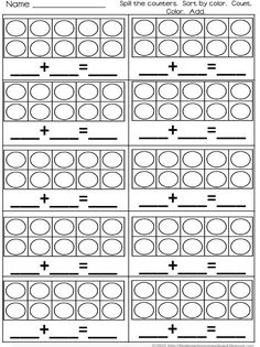 printable worksheet to help students practice addition skills for numbers 1 - 10