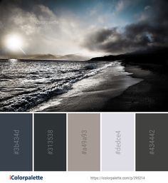 the color palette is gray, blue and white with some dark clouds in the background