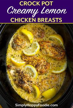 chicken with lemons and herbs in a slow cooker