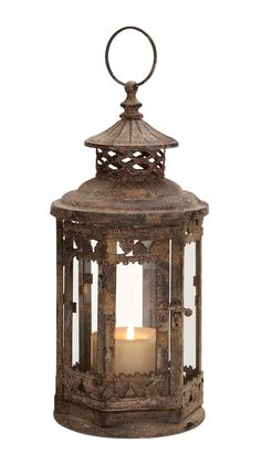 an old fashioned lantern with a candle inside