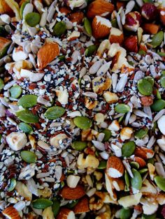 nuts and seeds mixed together in a mixture