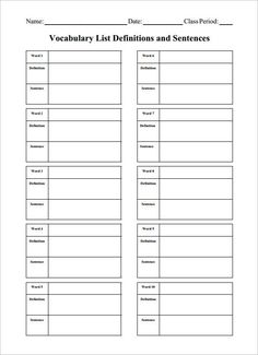 a worksheet with the words vocably list and sentences on it