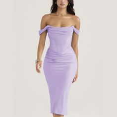 Dress Midi Formal, Off Shoulder Party Dress, Satin Bodycon Dress, Prom Midi Dress, Designer Party Dresses, Corset Midi Dress, Purple Midi Dress, Dresses Bodycon, Dress Stores Online