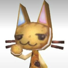 a cartoon cat with some sticks in it's mouth and one hand on its hip