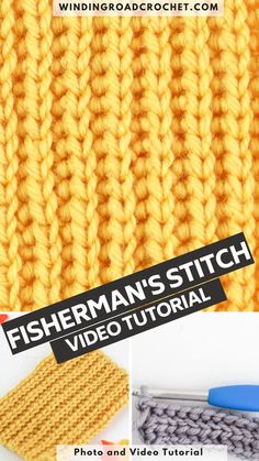 the fisherman's stitch video guide is shown with instructions for how to crochet