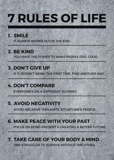 the seven rules of life on a piece of paper