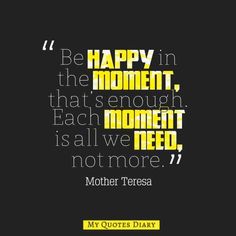 a quote that says, be happy in the moment that's enough