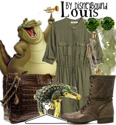 there is an image of a woman's outfit with alligators on the side