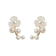 Material: Alloy Color: E1175 Gold Fashion Element: Flower, Geometry Elegant Spring Earrings With 3d Flowers, Elegant 3d Flowers Earrings For Spring, Flower Shaped Pearl Earrings For Spring, Floral Pearl Earrings For Spring, Elegant White Pearl Earrings For Spring, Spring Flower Shaped Pearl Earrings, Spring Flower Pearl Earrings, Elegant Flower Shaped Clip-on Earrings For Spring, Elegant Flower-shaped Clip-on Earrings For Spring