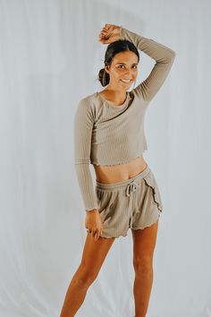 This super comfy lounge top is a perfect shorts to wear all day. It is stretchy material and this color is neutral to be paired with anything. You can also pair with our matching lounge top. Tan Lounge, Comfy Lounge, Lounge Top, Lounge Shorts, Stretchy Material, Boho Shorts, Vision Board, Lounge, Womens Shorts