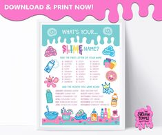 a poster with the words what's your shime? and other items on it