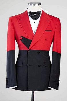 Men's Suits & Tuxedos | Allaboutsuit Red Fitted Suits For Wedding, Red Fitted Long Sleeve Tuxedo, Red Tailored Tuxedo For Groom, Red Fitted Suit For Groom, Fitted Red Suit For Groom, Red Fitted Tuxedo For Wedding, Red Fitted Tuxedo With Suit Collar, Red And Black Fashion, Formal Business