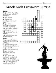 a crossword puzzle with the words'greek god's crossword puzzle '