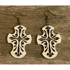 Laser Cut Wood Wood Earrings Made In The Usa Handmade Rustic White Jewelry, White Rustic Handmade Jewelry, Rustic Handmade White Jewelry, Rustic White Handmade Jewelry, Traditional White Plug Earrings As Gift, White Artisan Earrings For Pierced Ears, Michael Kors Earrings, Pandora Rose Gold, Red Heart Earrings