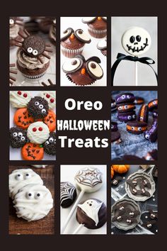 various halloween treats are arranged in pictures