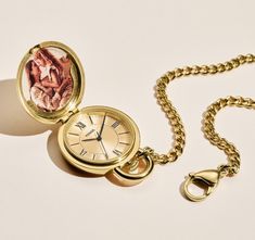 Jacqueline Three-Hand Gold-Tone Stainless Steel Watch Locket - ES5292 - Fossil Watch Locket, Watch Trends, Stainless Steel Chain Necklace, Vintage Pocket Watch, Rose Gold Watches, Large Wallet, Handbag Straps, Steel Watch, Stainless Steel Watch