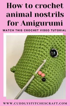 How to crochet animal nostrils for Amigurumi toys, crochet video tutorial Surface Crochet, Crochet Hippo, Ergonomic Crochet Hook, Crochet Eyes, Beginner Crochet Tutorial, Step By Step Crochet, Toys Crochet, Crochet Amigurumi Free, Crochet Animal