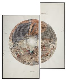 an image of a disco ball in the middle of two pictures