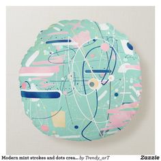 a round paper plate with an abstract design on the front and sides, painted in pastel colors