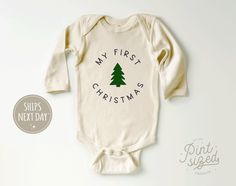 My First Christmas Baby Onesie - Cute Modern Christmas Baby Onesie Christmas Baby Onesie, Baby Christmas Onesie, Holiday Onesies, First Christmas Baby, Christmas Bodysuit, Christmas Onesie, My First Christmas, Natural Christmas, Holiday Baby