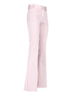 Sa Su Phi flared pants in pink silk and cotton blend with zip and hook closure, two front pockets, side button detail. Composition: 59% Silk, 37% Cotton, 4% Elastane Feminine Wardrobe, Zimmermann Dress, Pleats Please Issey Miyake, Flared Pants, Gorgeous Bags, Jeans Jumpsuit, Pink Silk, Yoga Wear, Skirt Suit