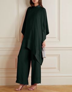 Elevate your style with our Designer Party Wear Readymade One Piece in Dark Green Korean Nida Pant Suit! 🌿✨ Embrace sophistication and grace with this elegant ensemble, perfect for any special event. Explore more at ArabicAttire.com! #ArabicAttire #PartyWear #OnePiece #ChicFashion Kids Kaftan, Casual Abaya, Dress Over Pants, Black Korean, Modest Evening Dress, Top Korean, Black Bottom, Grey Maxi Dress, Abaya Designs