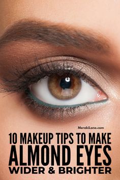 10 Almond Eye Makeup Hacks to Accentuate Your Look | When someone has almond eyes, it means the iris of their eyes touch both their top and bottom eyelids and you can only see the whites of their eyes on the sides. If this sounds like you, click for our best makeup application tips and hacks, step by step tutorials, plus our favorite eye products to accentuate the shape of your eyes. From smokey eye tips, to eyeliner application ideas, to drugstore mascaras you'll love, this post has it all! Almond Shape Eyes Makeup, Almond Eye Shape Eyeliner, Eyeshadow For Almond Shaped Eyes, Round Eyes Makeup Eyeliner, Eye Makeup For Almond Shaped Eyes, Roundish Almond Eyes Makeup, Makeup For Almond Shaped Eyes, Eye Makeup For Almond Eyes, Makeup For Almond Eyes