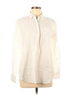 Gap Long Sleeve Blouse Size: Medium Tops - used. 100% COTTON, Stripes | Gap Long Sleeve Blouse: Ivory Stripes Tops - Size Medium Gap Cotton Blouse, Gap Button-up Blouse For Daywear, Gap Summer Button-up Blouse, Gap Long Sleeve Blouse For Daywear, White Collared Shirt By Gap, Casual Daywear Blouse By Gap, Gap Casual Blouse For Daywear, Casual Gap Blouse For Daywear, Gap Long Sleeve Summer Blouse