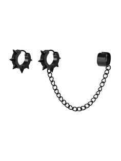 PRICES MAY VARY. GOTHIC PUNK EMO BLACK SPIKE EAR CUFF EARRINGS: The Spike Earrings are the perfect accessory to complete your punk or gothic look. Made from high-quality materials, these earrings feature a sleek black hoop design with edgy spike accents. They are versatile enough to be worn for any occasion, whether it's a night out with friends or a casual day at the office SIZE & LENGTH: The length of the chain is 2.75 inches. Hoop Spike pendant measures 0.7inches in diameter MATERIAL: The Spi Edgy Hair Color Ideas, Scene Earrings, Emo Earrings, Earrings Emo, Earrings Grunge, Spike Ear Cuff, Edgy Hair Color, Weird Earrings, Grunge Earrings