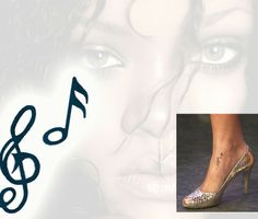 a woman's foot with musical notes on it