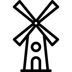 a black and white image of a windmill with two blades on it's top