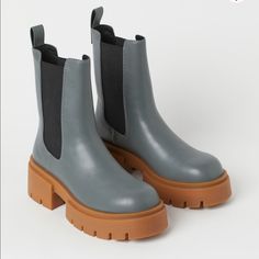 Dark Gray Size: 7 Grey Chelsea Boots, Boots With Platform, Platform Chelsea Boots, H&m Shoes, Shoes Platform, Style Boots, Leather Chelsea Boots, Rubber Rain Boots, Dark Gray