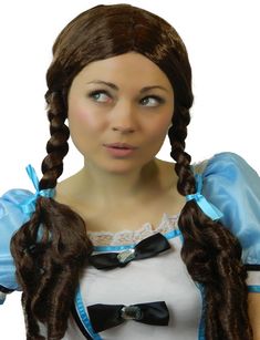 PRICES MAY VARY. YUMMY BEE EXCLUSIVE COSTUME WIG - Playful, Sassy Long Brown Wig with Plaits SOFT, COMFORTABLE DRESS UP WOMEN'S WIGS - Glossy Thick Long Brunette Brown Braids With Blue Satin Ribbon Bows PERFECT LONG BROWN WIG WITH PLAITS FOR MANY COSTUMES - Dorothy Wig, School Girl Wig, St Trinians Wig, Little Bo Peep Wig, Bachelorette Party Wig, Bachelor Night Wig, Halloween Wig to Name a Few! UNIQUE STYLES WITH DISCREET PACKAGING - Yummy Bee Branded Products are Exclusive to Us and All Packagi Wizard Of Oz Costume, Pigtail Wig, Oz Costume, Braided Pigtails, Fancy Dress Wigs, Great Costume Ideas, Dorothy Wizard Of Oz, Fancy Dress Outfits, Long Brunette