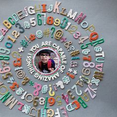 an image of a person surrounded by letters and numbers