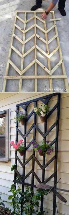 four different types of trelliss with flowers growing on them and the words, how to build an outdoor trellis