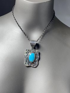 "ARTISAN TURQUOISE PENDANT Hand-made Sterling Silver. Stones used: Turquoise. Height -60mm (with bail), Width - 32mm. Unique Handcrafted One-of a-kind Design Pendant Each Piece of Jewelry in my Collection is Absolutely One of a Kind! When you start wearing a piece of my jewelry you will fall in love with it more and more each day and feel that good Energy and Love that I pass into it while creating this piece of Art. A piece of Art created for you to be inspired and love it through all your life Turquoise Pendant Necklace With Oxidized Finish, Hand Forged Turquoise Pendant Necklace, Untreated Turquoise Pendant Necklace Collectible, Untreated Turquoise Pendant Necklace As Gift, Untreated Turquoise Pendant Necklace Gift, Untreated Turquoise Pendant Necklace For Collectors, Untreated Turquoise Pendant Necklace For Gift, Turquoise Pendant Necklace Gift, Unique Untreated Turquoise Pendant Necklace