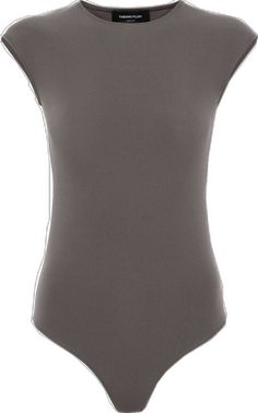 Fitted Gray Sleeveless Bodysuit, Fitted Sleeveless Gray Bodysuit, Sleeveless Stretch Gray Bodysuit, Gray Stretch Sleeveless Bodysuit, Sporty Sleeveless Second-skin Bodysuit, Gray Stretch Crew Neck Tank Top, Gray Stretch Tank Top With Crew Neck, Sporty Sleeveless Gray Bodysuit, Grey Bodysuit