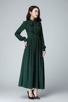 Green dress shirt dress maxi dress linen dress long sleeve | Etsy Elegant Green Cotton Maxi Dress, Dark Green Floor-length Maxi Dress, Green Long Sleeve Maxi Dress For Fall, Green Maxi Dress For Fall, Green Cotton Maxi Dress For Fall, Elegant Dark Green Long Sleeve Maxi Dress, Shirt Dress Maxi, Long Sleeve Prom Dress, Prom Dress Green