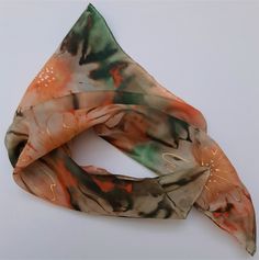 Small neck silk scarf hand painted, Batik head scarf Unique scarf The abstract shawl is multi-colored, made in batik technique on natural silk excelsior. This scarf can be a wonderful accessory in women's closet, a fashionable addition to the female image both in business suit and in everyday outfit. It is very light, airy and soft to the touch. It is easily washed at water temperature not exceeding 30 degrees, dried in a towel and immediately ironed from the inside. The temperature of the iron Handmade Silk Scarves For Summer, Handmade Silk Scarf For Summer, Bohemian Multicolor Hand-painted Silk Scarf, Bohemian Multicolor Hand Painted Silk Scarf, Artistic Hand Dyed Silk Scarf For Summer, Artistic Hand-dyed Silk Scarf For Summer, Artistic Hand Dyed Scarves, Artistic Handmade Silk Scarf For Summer, Handmade Artistic Silk Scarf For Summer