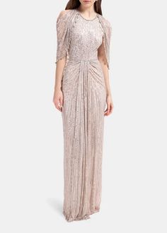 Jenny Packham Dresses, Shoulder Cape, Cape Gown, Beaded Gown, Jenny Packham, Princess Mary, Types Of Dresses, Moda Operandi, Designing Women