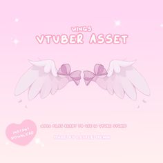 two white wings with pink bows on them and the words viviber asset above it