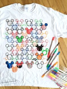 mickey mouse tshirt with markers and crayons