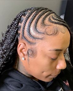 Scalp Braids With Individuals In Back, Cornrow Hairstyles Side Part, Scalp Braid With Knotless In The Back, Feed Ins In Front Knotless In Back, Cornrow In Front Knotless Braids In Back, Scalp Braids With Knotless In The Back Hair, Cornrow Side Part, Feed In And Knotless Braids, Freestyle Braids With Knotless