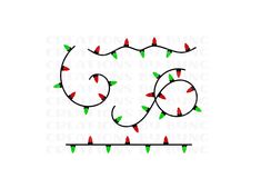 christmas lights on the side of a white background with green and red letters that spell out o