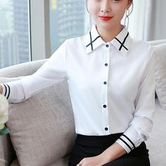 The 😍 Women Elegant Shirts - Plus Size Fashion Women Striped Blouses Shirts (TB4)(F19) 😍 is evocative, to say the least, but that's why you're drawn to it in the first place.🤗 For a limited time offer.⌛🛍️⏲️ 👉👉 Starting at $16.98 by Deals DejaVu #Dealsdejavu #WomenTops #WomenCasualTops #WomenTanks #WomenCamisoles #WomenButtonDowns #WomenButtonUps # WomenDressyBlouses #BeautifulBlouses #WomenSweaters #WomenJackets #WomenCoats #WomenShirts #WomenTunics #WomenBlouses #WomenHalterTops #WomenPer White Stretch Button-up Blouse, White Office Lady Top With Button Closure, White Office Lady Tops With Buttons, Stretch Office Blouse With Buttons, White Fitted Tops For Office Ladies, White Slim Fit Tops For Office Wear, Plus Size Korean Fashion, Striped Blouses, Clothing Blouses